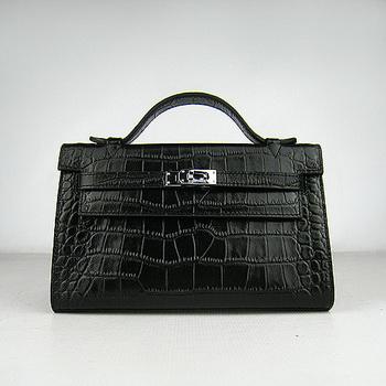 HKL220BCS009 Hermes Kelly 22CM Crocodile Stripe Nero